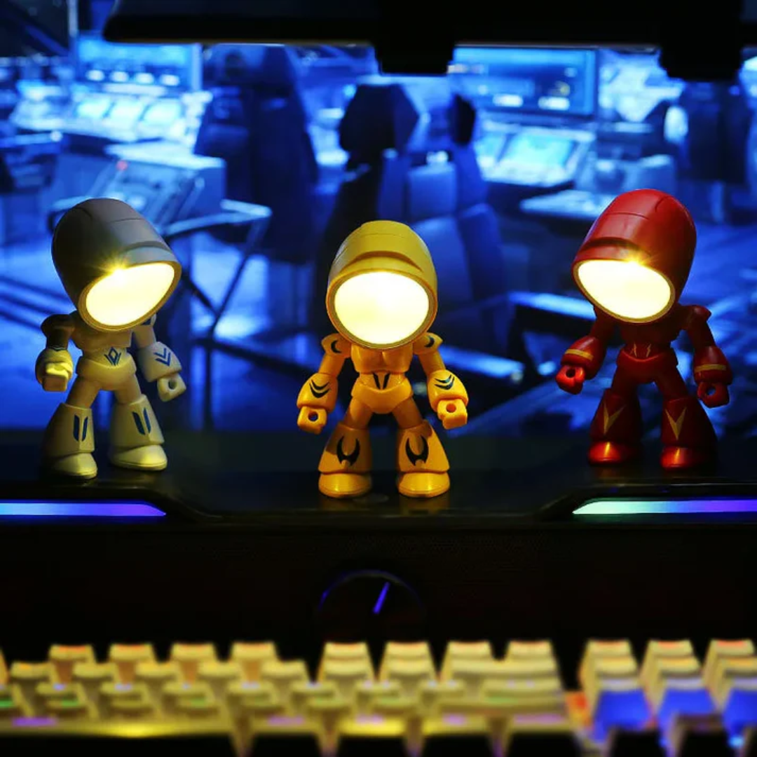 Whimsical Robot Table Light with Warm LED Glow