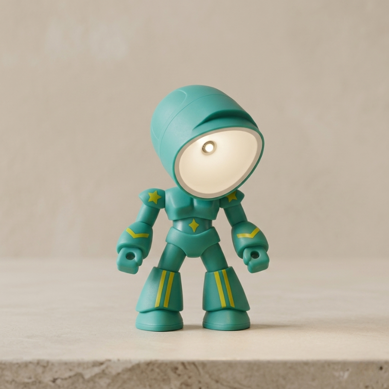 Whimsical Robot Table Light with Warm LED Glow