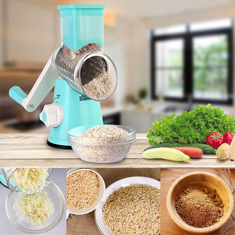 Vegetable Rotary Grater | Drum Blades for Slicing | Non-Slip Suction Base