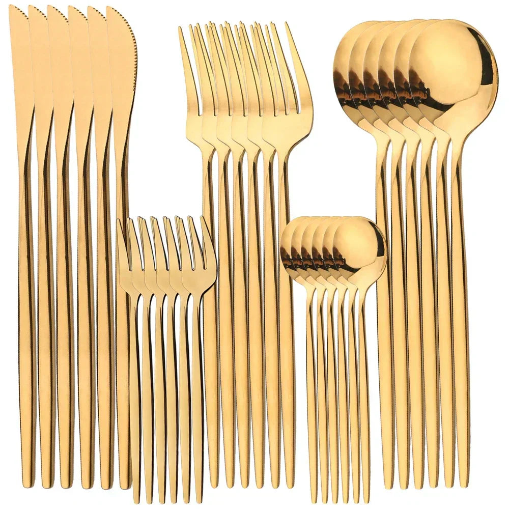 Gilded Elegance Stainless Steel Flatware Set