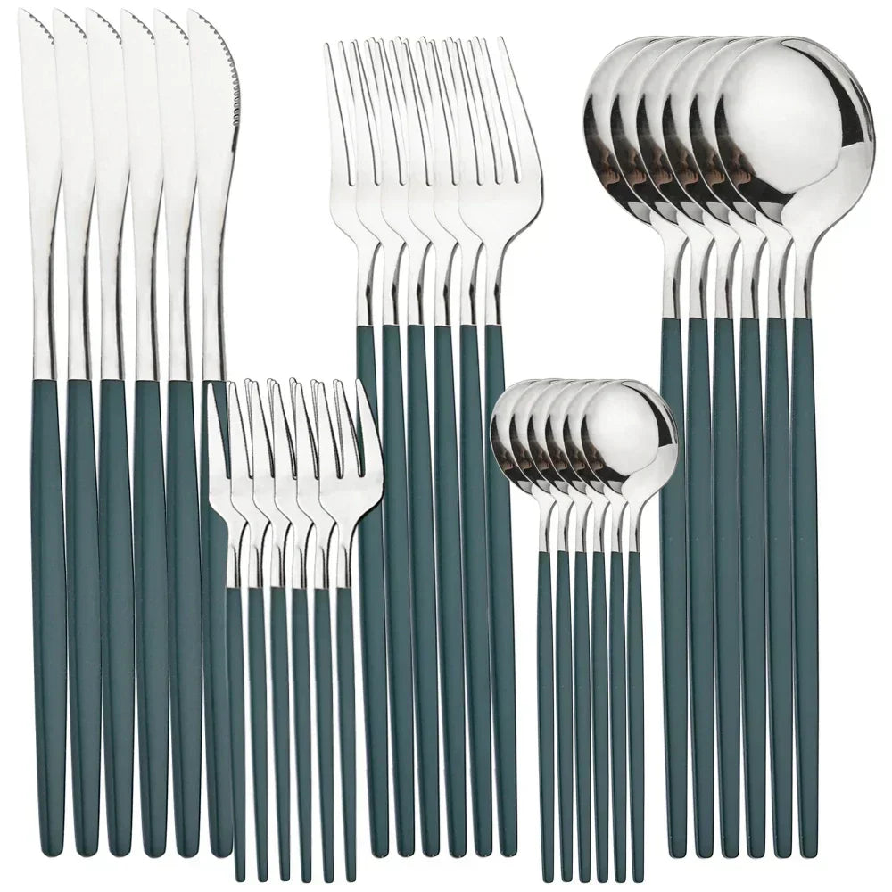 Gilded Elegance Stainless Steel Flatware Set