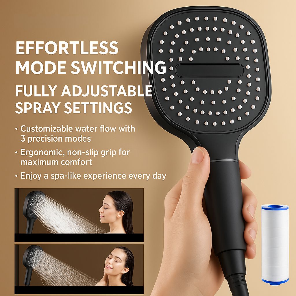 HydraPulse - Enhanced High-Pressure Shower Head with Dual Spray Options
