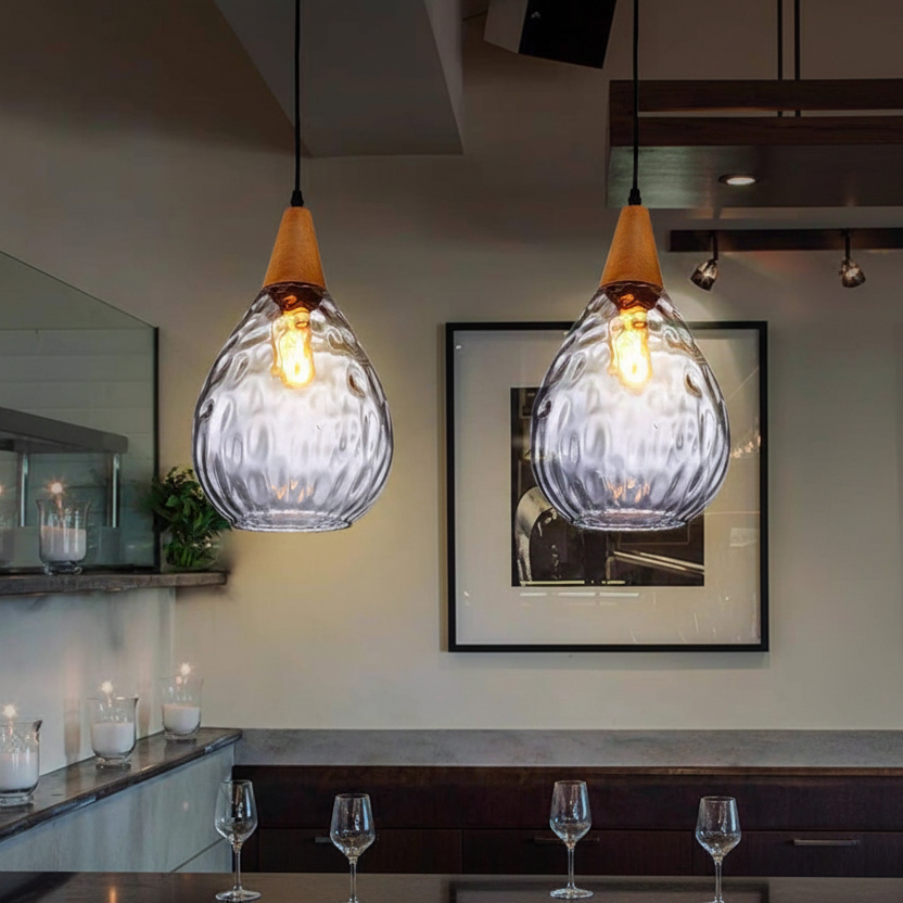 LUMINOUS - Vintage Glass Teardrop Pendant Light for Cozy Spaces