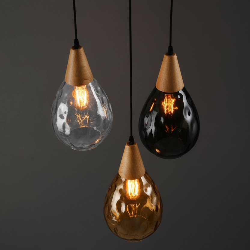 LUMINOUS - Vintage Glass Teardrop Pendant Light for Cozy Spaces