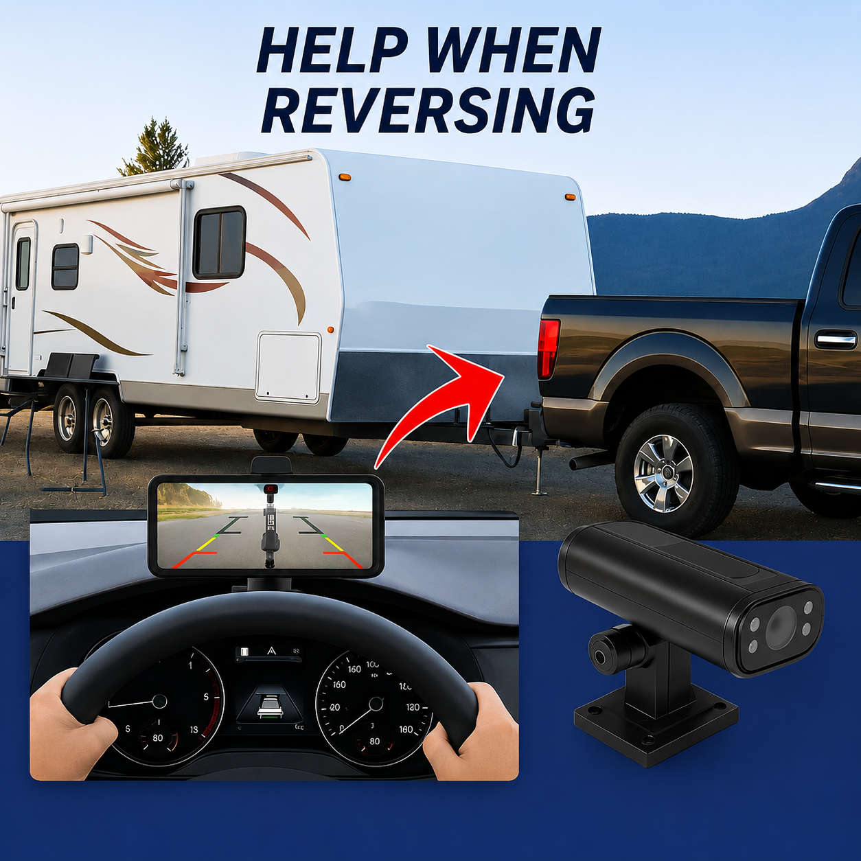 Wireless Rearview Camera | HD Night Vision Live via App | Wide Angle View