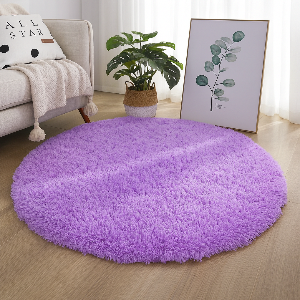 Elegant Round Area Rug in Soft Textured Fabric