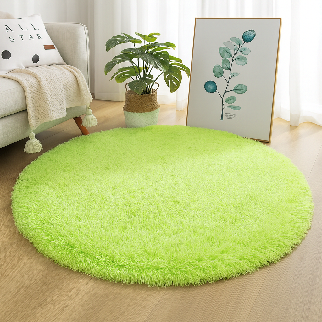 Elegant Round Area Rug in Soft Textured Fabric