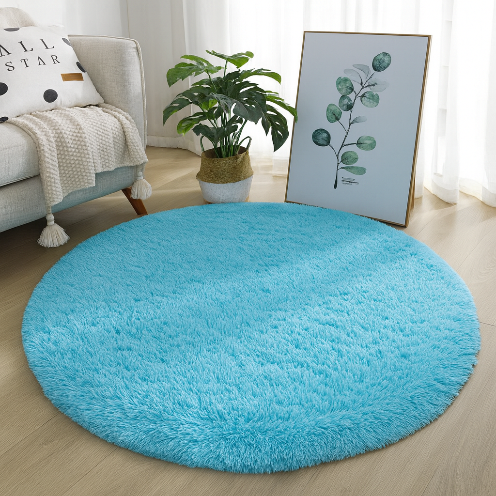Elegant Round Area Rug in Soft Textured Fabric