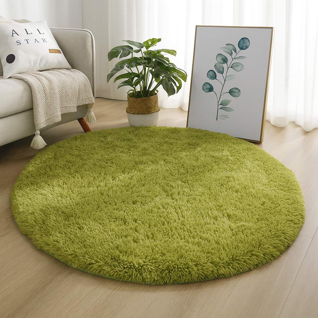Elegant Round Area Rug in Soft Textured Fabric