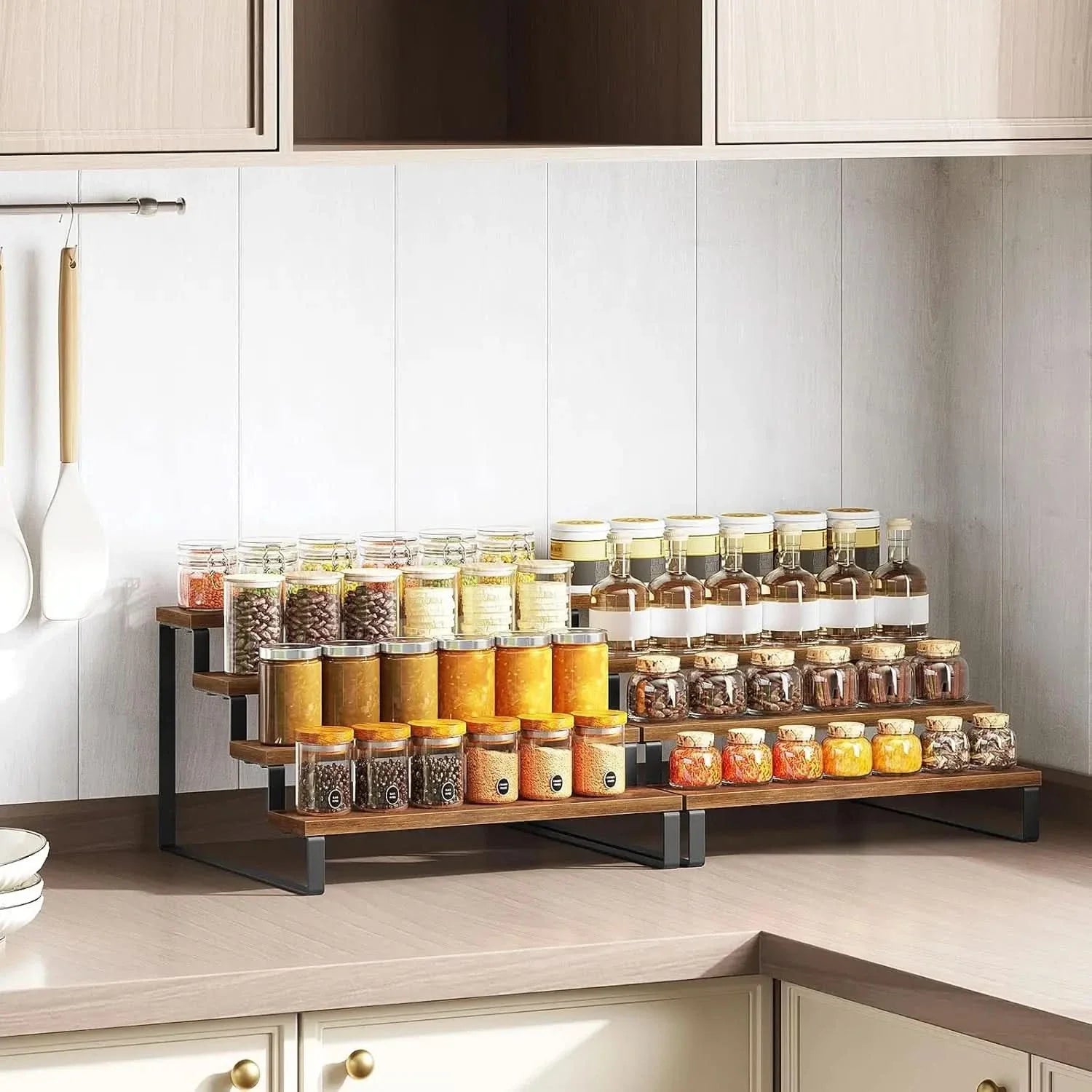 Rustic Wall-Mounted Spice Organizer with Charming Design