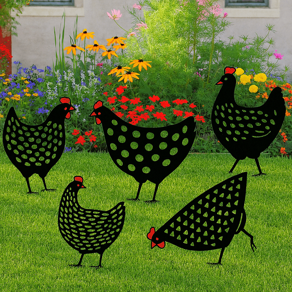 Rustic Metal Chicken Figurine for Charming Garden Décor