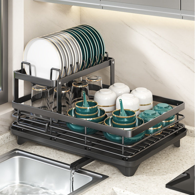 Versatile Dish Drying Rack with Smart Water Drainage - Spacious Steel Design