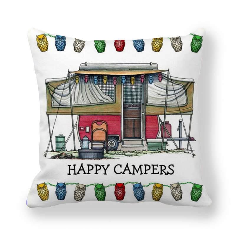 Owl Print Camping Cushion Cover for Comfortable Outdoor Decor
