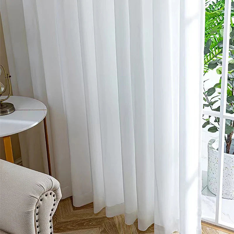 Luminous White Chiffon Window Drapes for Elegant Spaces