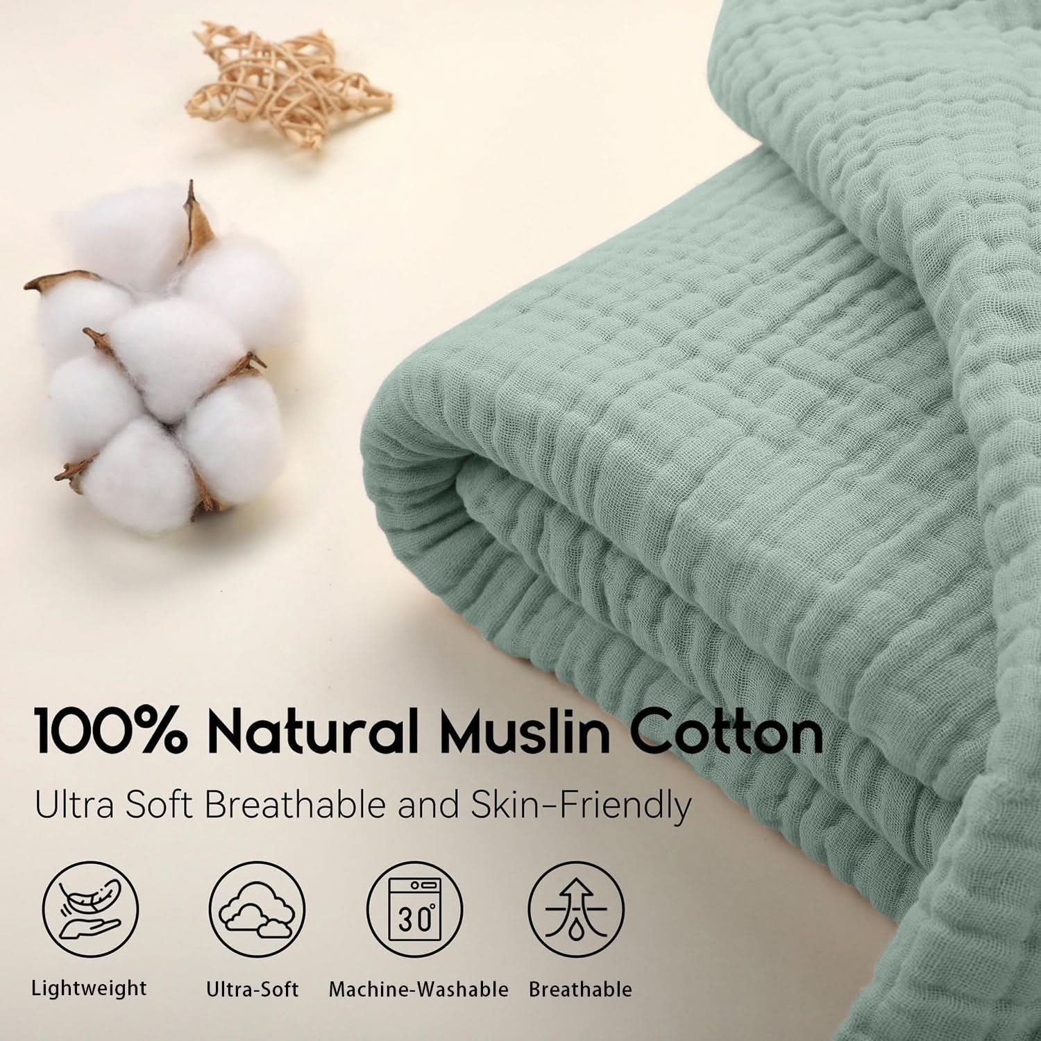 Lightweight Cotton Muslin Throw Blanket - Bohemian Style Comfort