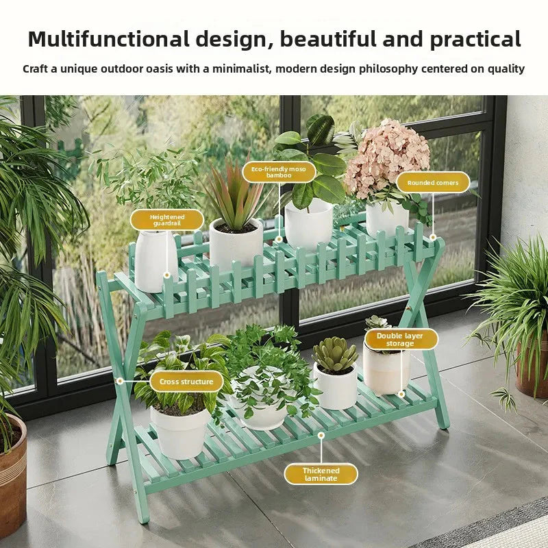 2-Tier Bamboo Plant Stand – Decorative Fencing in 3 Sizes