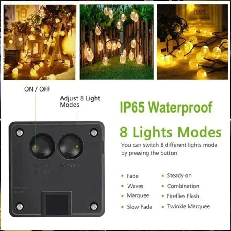 Garden and Patio Crystal String Lights for Celebrations