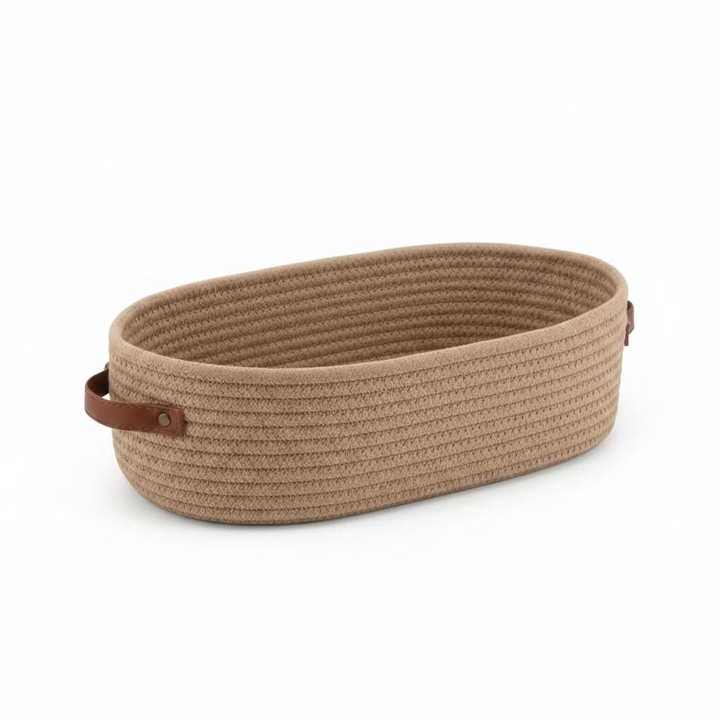 Oval Woven Basket for Organizing Bathroom Essentials