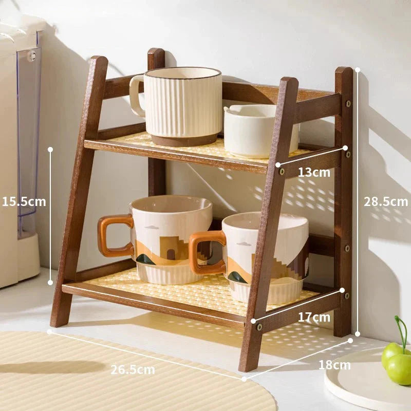 Double-Level Bamboo Organizer – Shelf for Kitchen and Office