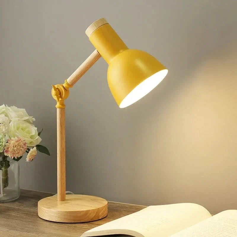 Adjustable Wooden Desk Lamp for Eye Comfort and Soft Lighting
