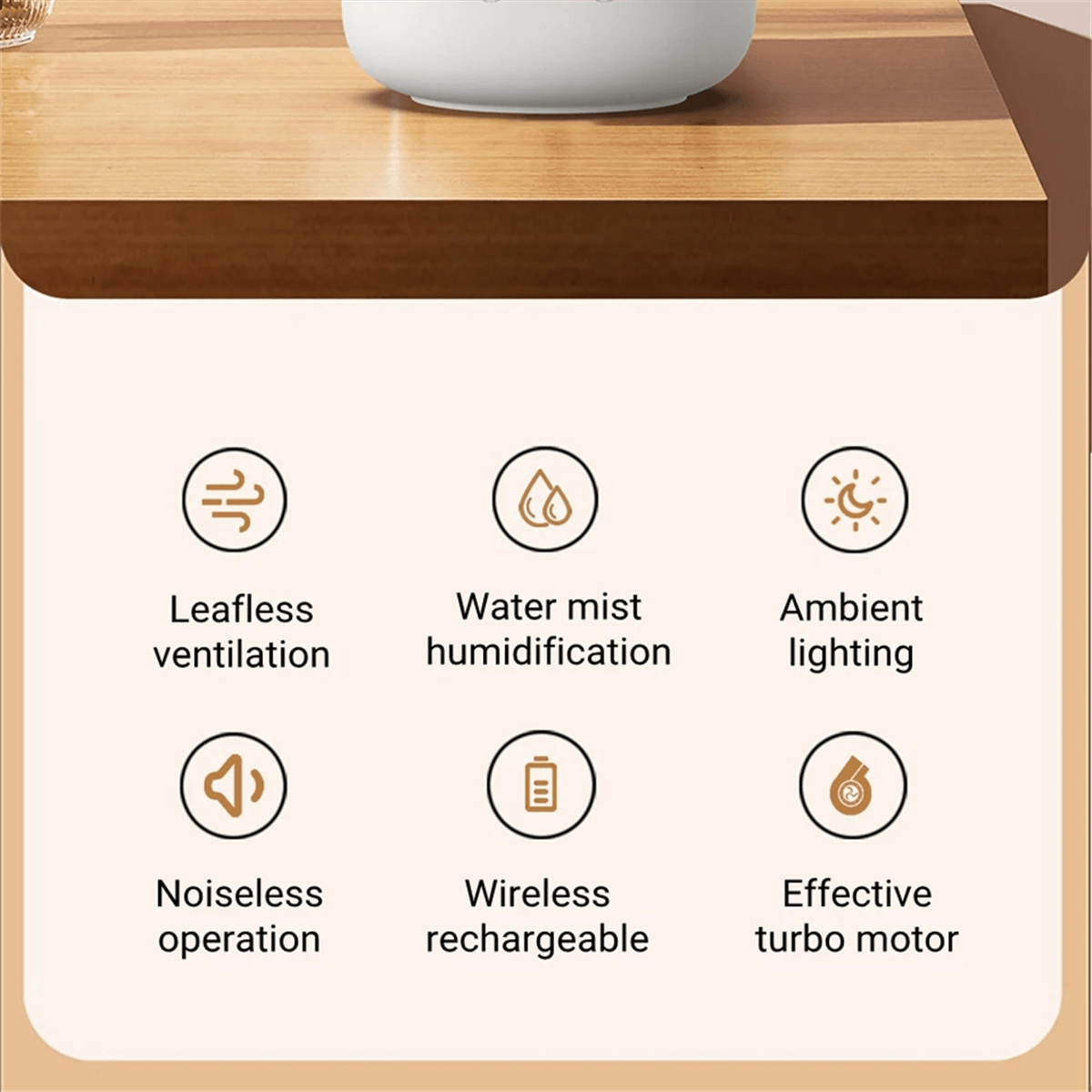 Compact Bladeless Fan with Humidifier & Gentle Night Light