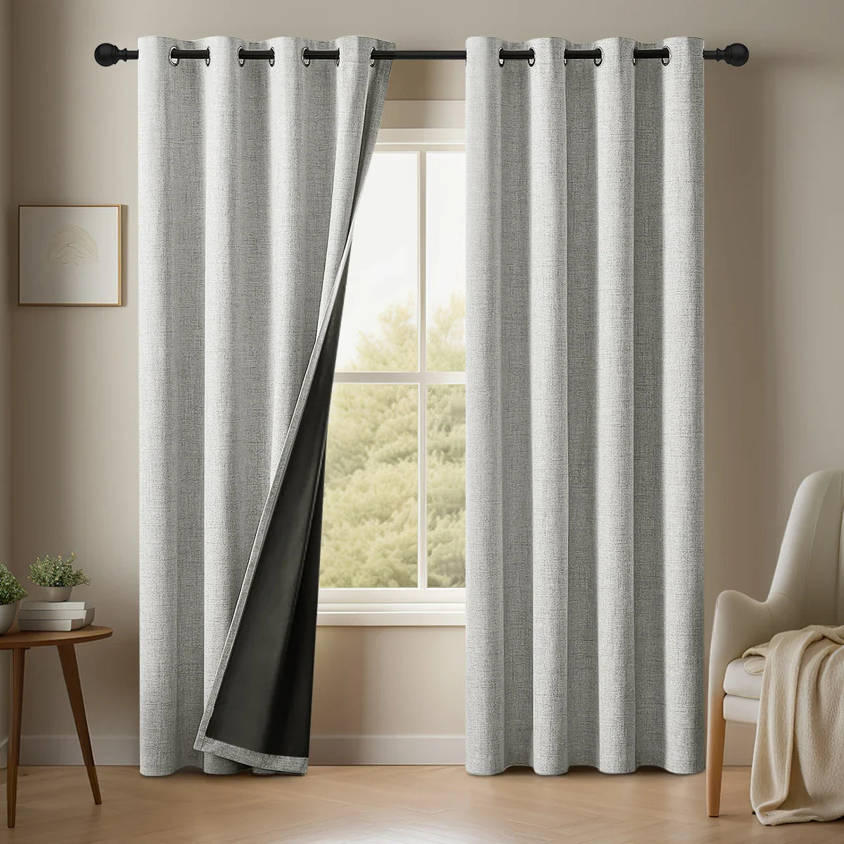 SereneShade – 2 Panel Complete Light-Blocking Linen Curtains
