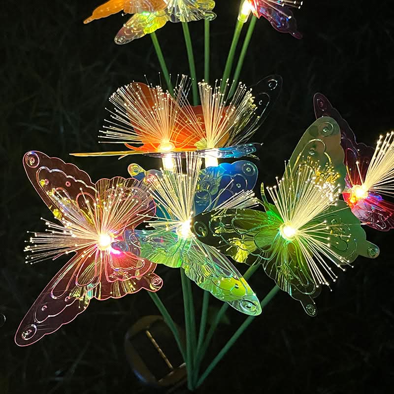 Solar Garden Lights with Fiber Optic Butterfly Design