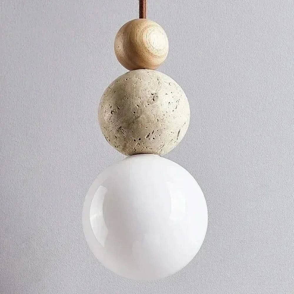 Gourd-Shaped Pendant Light in Yellow Travertine Finish
