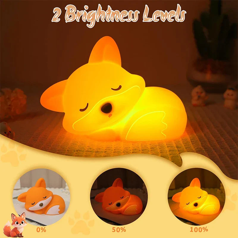 Cozy Glow Fox Night Light | Rechargeable & Dimmable | Perfect Gift