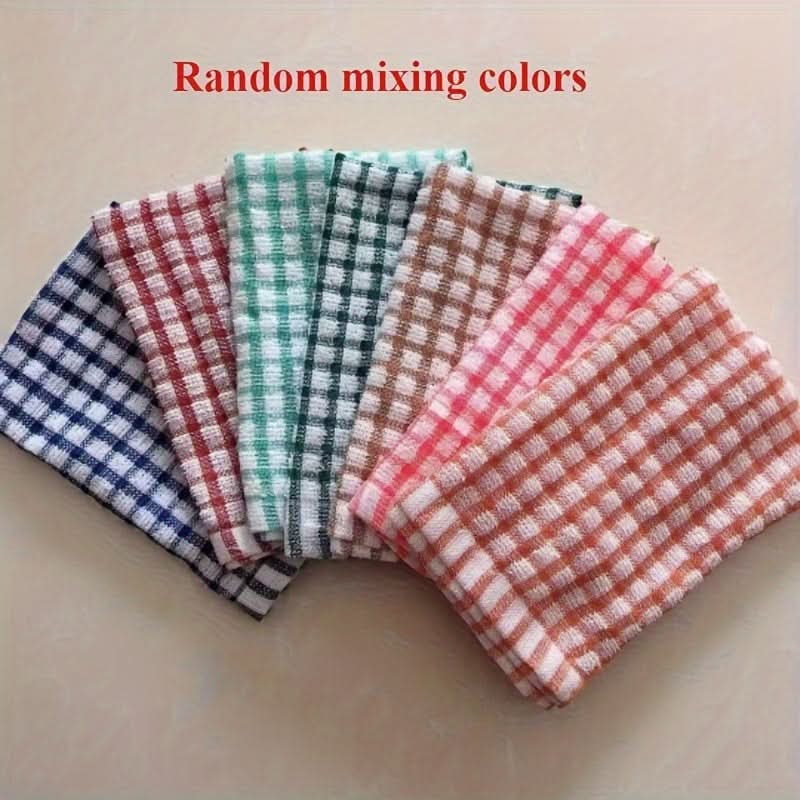 Soft Quick-Dry Reusable Kitchen Cloth Set in Plaid Design