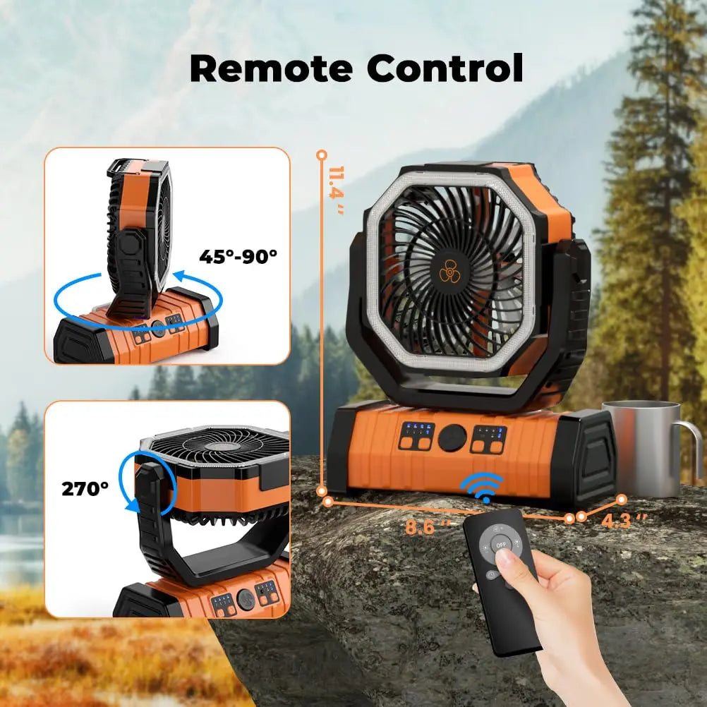 Versatile 20000mAh Camping Fan with Light & Power Bank