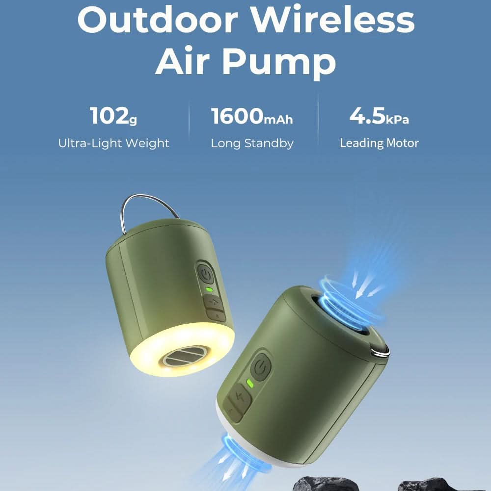 Compact Air Pump with Integrated Camping Light