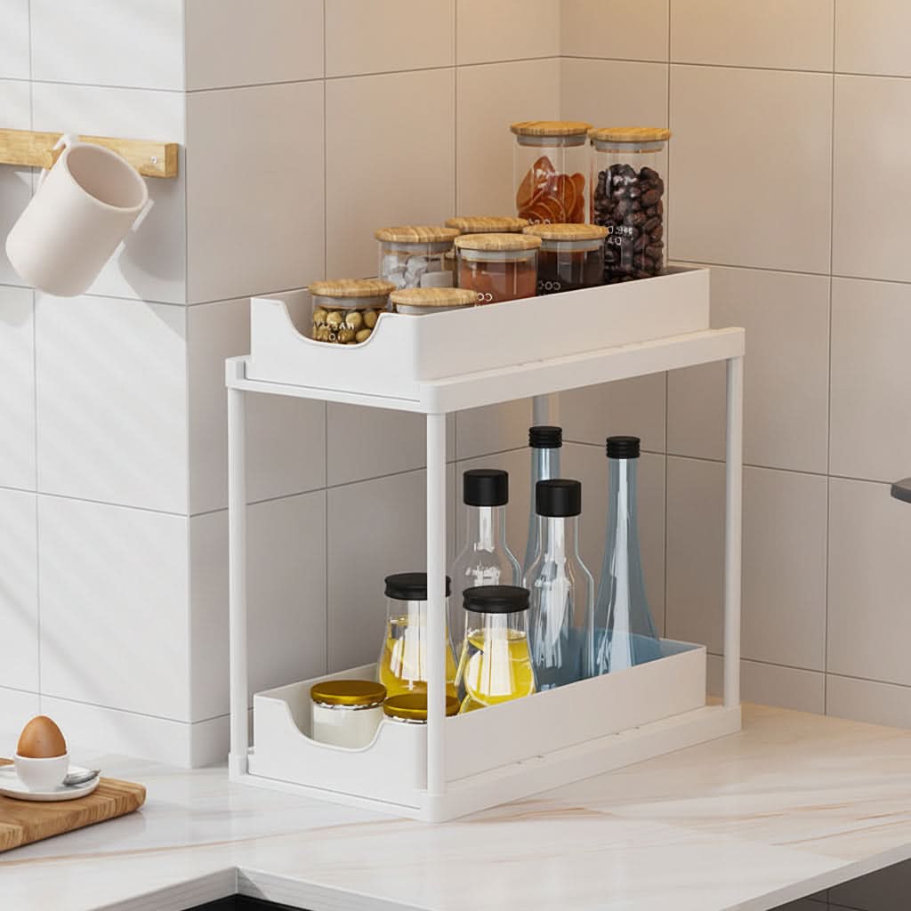 Space-Saving Organizer with Pull-Out Sliding Rack