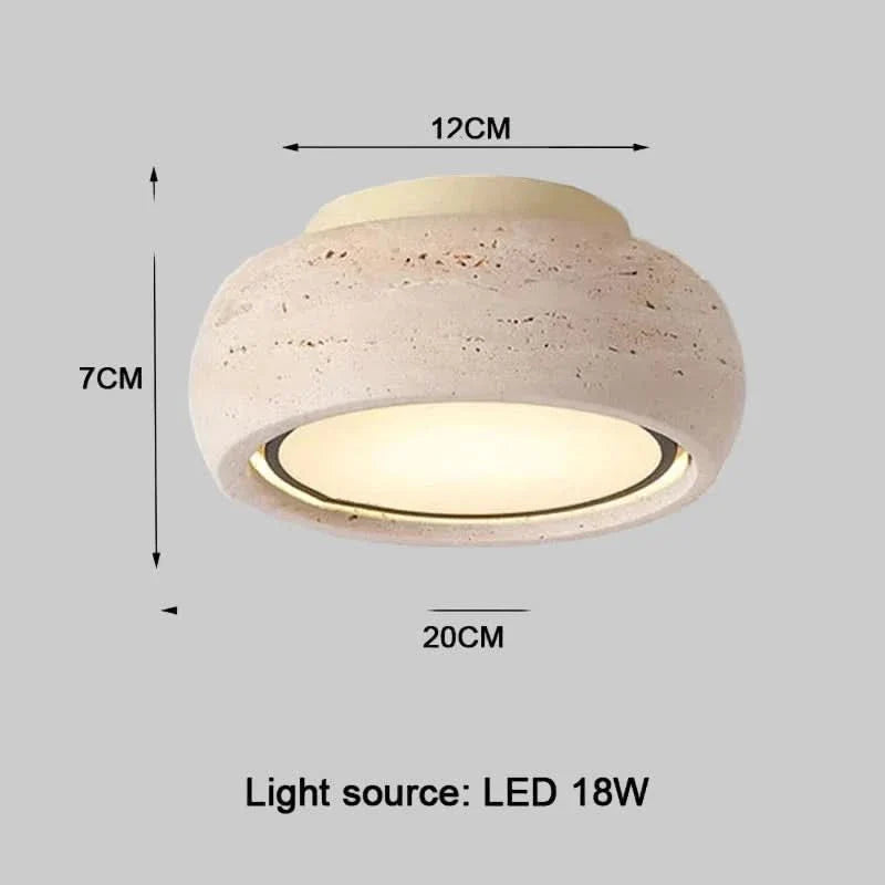 Wabi Sabi Ceiling Fixture in Yellow Travertine