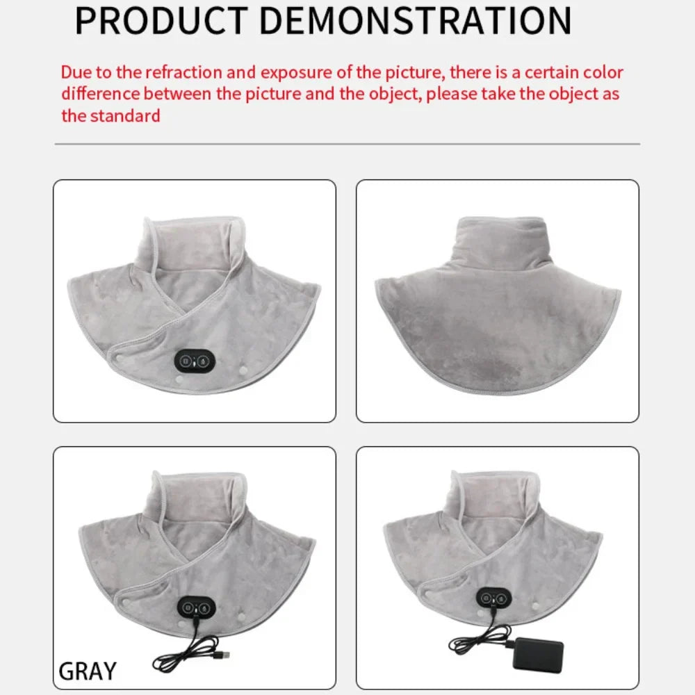 Ultimate Heated Neck & Shoulder Comfort Wrap | USB Vibration Therapy | 3 Heat Levels & Timer | Luxurious Soft Fabric