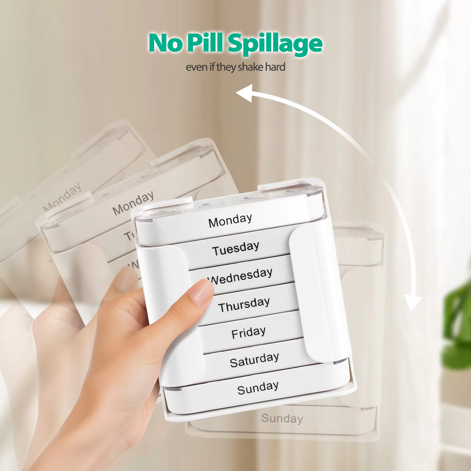 Weekly Pill Dispenser with Labels for Each Day