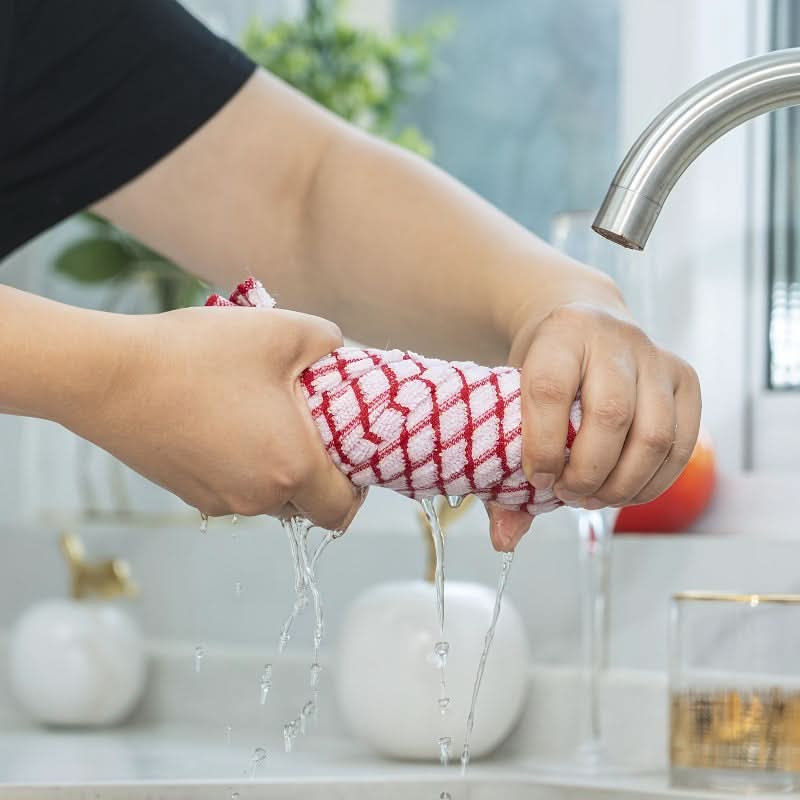 Soft Quick-Dry Reusable Kitchen Cloth Set in Plaid Design