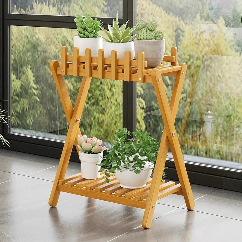 2-Tier Bamboo Plant Stand – Decorative Fencing in 3 Sizes