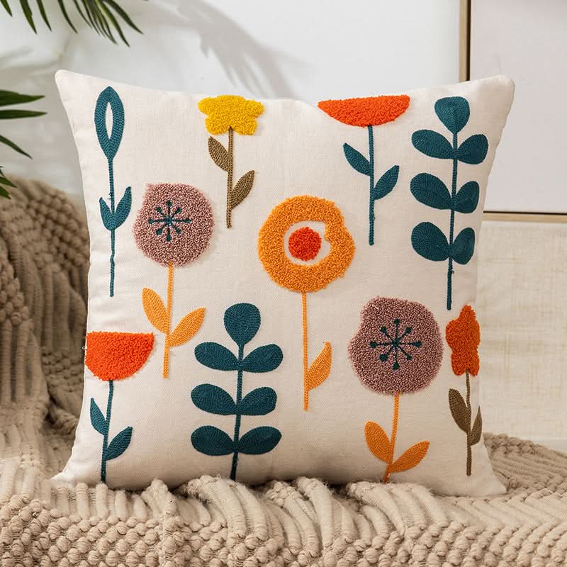 Cozy Decorative Throw Pillow Cover with Embroidery Design