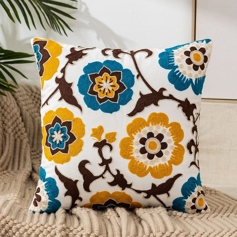 Cozy Decorative Throw Pillow Cover with Embroidery Design