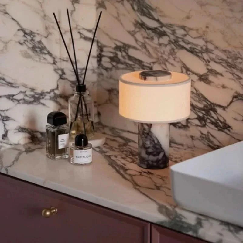 Dimmable Table Lamp with Natural Marble Finish