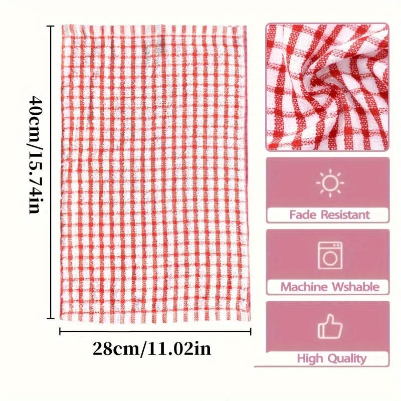 Soft Quick-Dry Reusable Kitchen Cloth Set in Plaid Design
