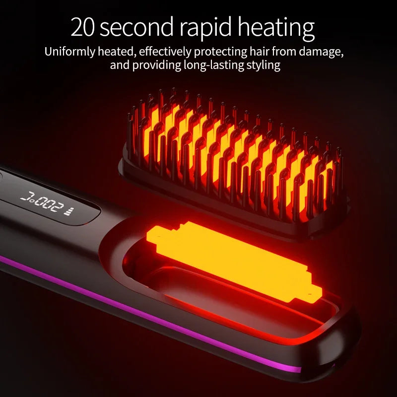 Portable Cordless Hair Smoother | USB Rechargeable & LCD Control
