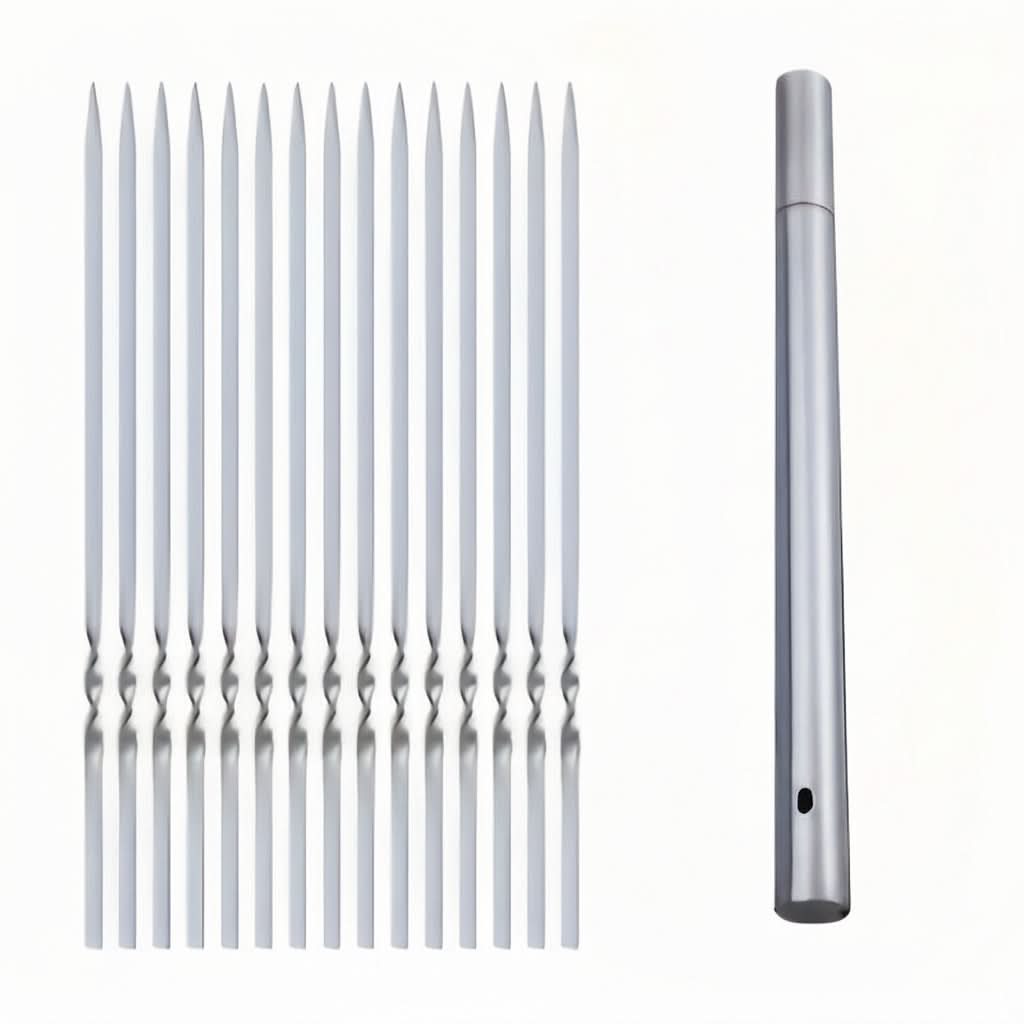Stainless Steel Skewers for Grilling with Storage Tube