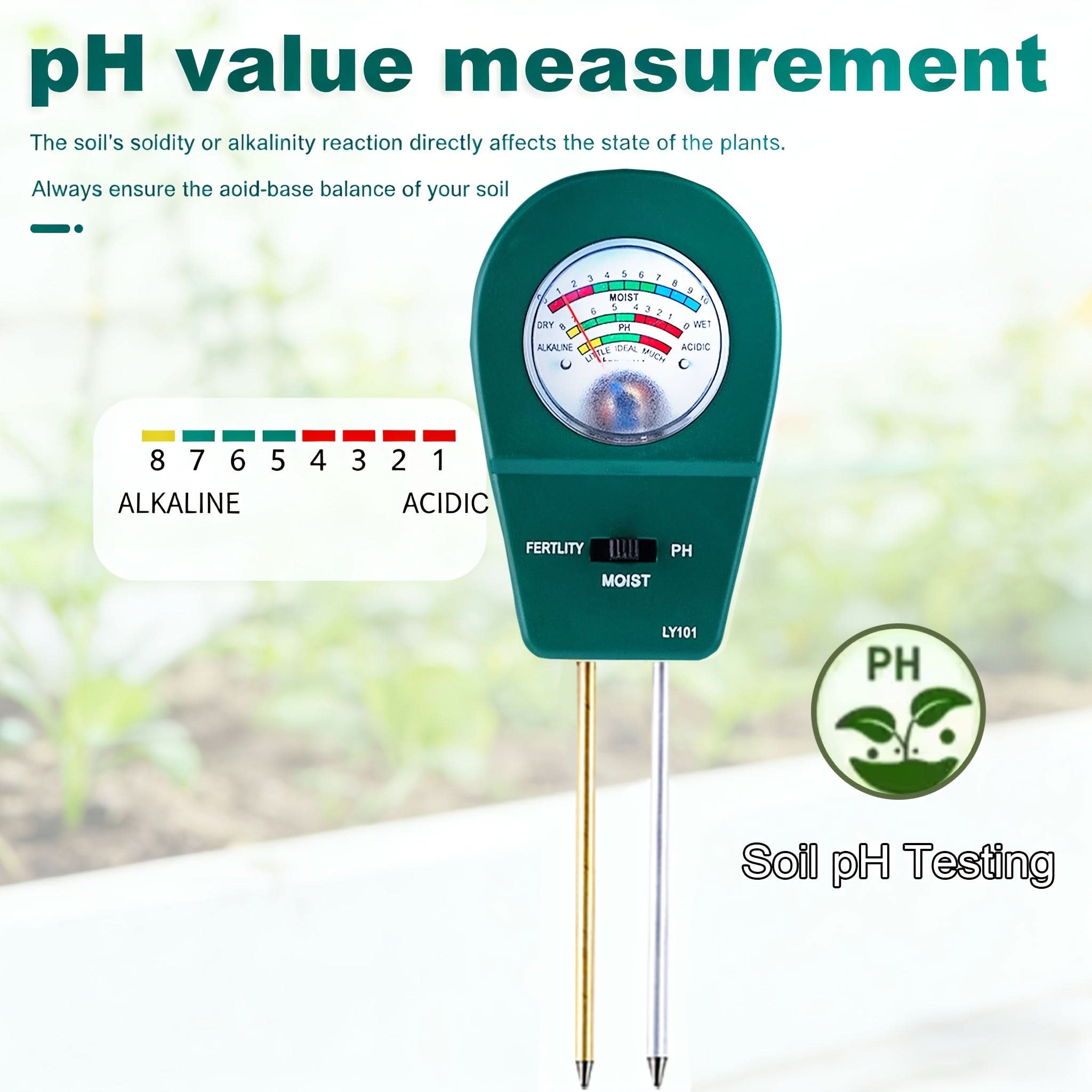 3-in-1 Soil Tester for Moisture, Nutrients, and pH Levels for Plants