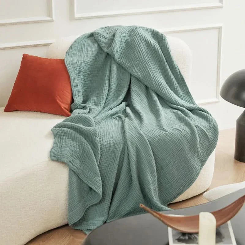 Lightweight Cotton Muslin Throw Blanket - Bohemian Style Comfort