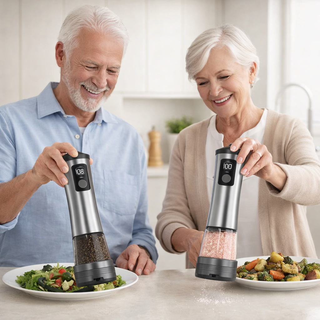 Versatile Electric Spice Mill Set with Rechargeable Base