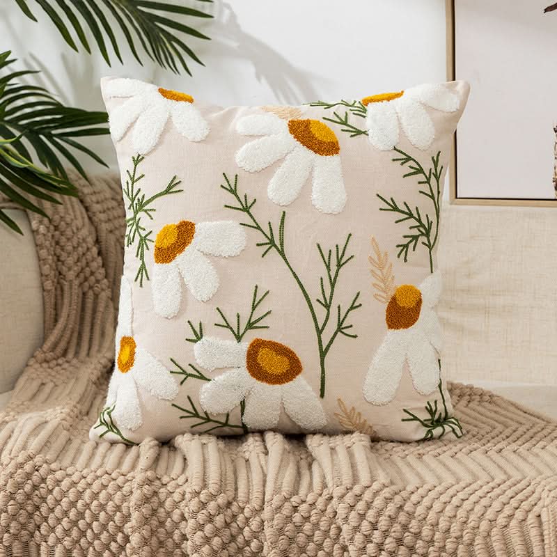 Cozy Decorative Throw Pillow Cover with Embroidery Design