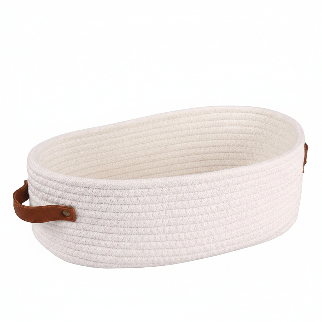 Oval Woven Basket for Bathroom Storage and Organization