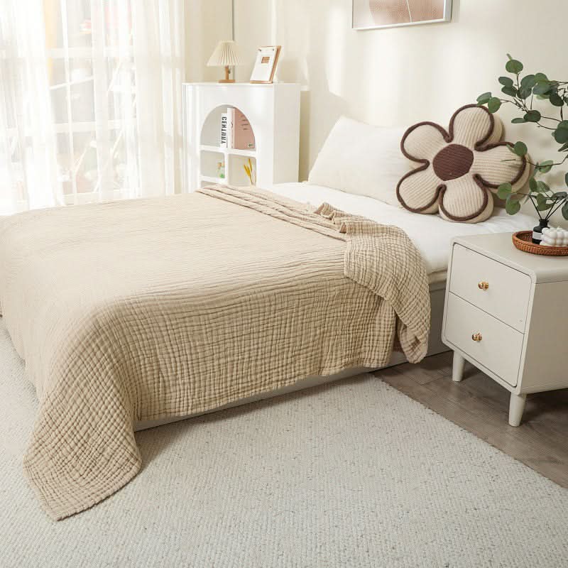 Lightweight Cotton Muslin Throw Blanket - Bohemian Style Comfort